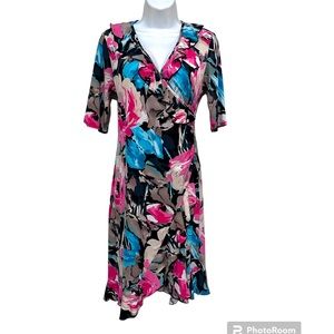 MSK, ruffled midi dress, multi colored, stretchable